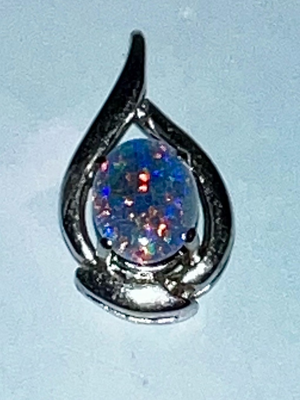 Blue Australian Opal pendant set in Sterling